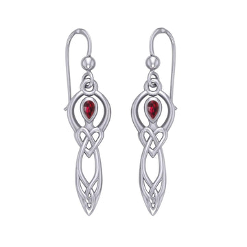 Celtic Knotwork Goddess with Gemstone Silver Earrings TER2051 - Jewelry